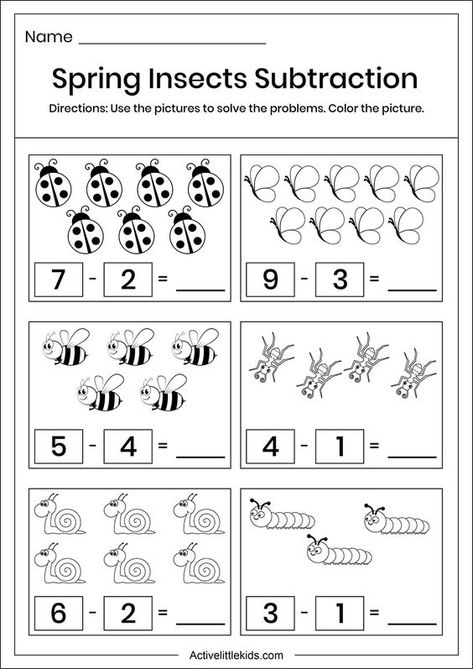 Preschool Subtraction Worksheets, Subtraction Worksheets For Preschool, Spring Subtraction Kindergarten, Spring Math Worksheets Kindergarten, Spring Math Worksheets Preschool, Kindergarten Addition And Subtraction Worksheets, Free Subtraction Worksheets Kindergarten, Addition And Subtraction Worksheets For Kindergarten, Subtraction Worksheets Grade 1