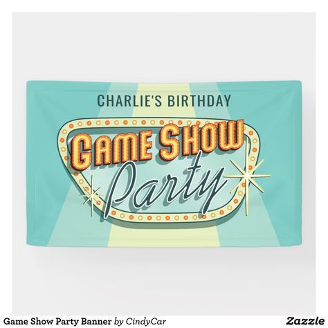 Game Show Poster Design, Tv Game Show Party Ideas, Gameshow Design, Gameshow Party, Trivia Night Decorations, Game Show Aesthetic, Game Show Party Ideas, Tv Show Logo Design, Game Show Party