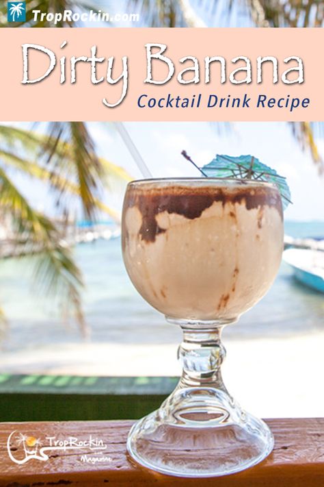 Dirty Banana Cocktail Drink Recipe. #summer #drink #cocktails #mixeddrinks #tropicaldrinks Banana Pudding Alcohol Drink, Drinks With Banana Liquer, Banana Liquer Cocktails, Dirty Banana Drink, Dirty Banana Drink Recipe, Alcoholic Shots, Banana Cocktail, Fireball Recipes, Banana Cocktails