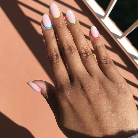 The Inverted French Manicure Is Our Favorite Spin on the Classic Look Upside Down French Nails, Best French Manicure, Colored French Nails, Reverse French Nails, French Manicure Ideas, Ombre French Nails, Reverse French Manicure, Iridescent Nail Polish, Classic Nail Designs