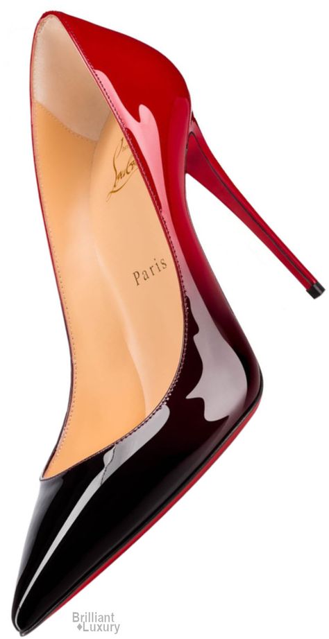 Brilliant Luxury♦Christian Louboutin Kate Black To Red Colored Patent Leather Stiletto Pump Women Vacation, Louboutin Kate, Christian Louboutin Kate, Footwear For Women, Louboutin Heels, Red Pumps, Christian Louboutin Heels, Fashion Heels, Stiletto Pumps