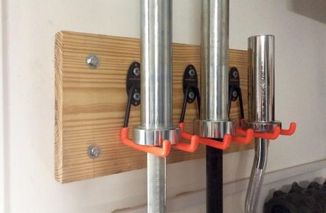 Bumper Plate Storage, Barbell Storage, Diy Weight Storage Rack, Diy Barbell Storage, Homemade Weight Rack, Barbell Holder Diy, Dumbell Rack Diy, Garage Gym Diy, Diy Dumbells Rack