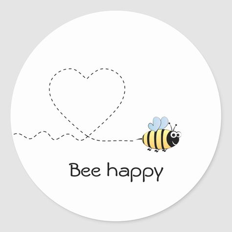 This cute bee cartoon is so happy it even makes hearts during his flight. This item is really positive, using a wordplay 'bee happy' instead of 'be happy' . Bee Themes, In Love Cartoon, Bee Cute, Love Cartoon, Doodles Art, Bee Painting, Cute Pineapple, Dekor Diy, Bee Cards