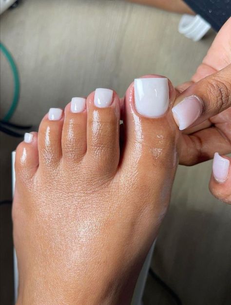 Milk White Toes, White Pedicures, White Toe Nail, White Toenail, French Toe Nails, Short Classy Nails, White Pedicure, Gel Toe Nails, Acrylic Toes