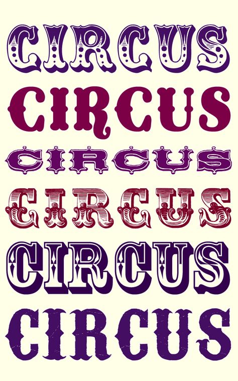 Circus Ephemera, Circus Graphics, Carnival Font, Fonts Numbers, Circus Font, Circus Signs, Fonts Ideas, Haunted Carnival, Circus Vintage