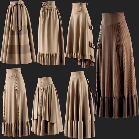 6 Medieval Skirts/MD-Clo3D (ZPRJ + FBX + OBJ)-VOL1, Zahra.3D on ArtStation at https://www.artstation.com/artwork/Jrer8m Drip Design, Medieval Gothic, Medieval Clothes, Gothic Clothes, Medieval Clothing, Couture Sewing, Costume Design, Couture, Sewing