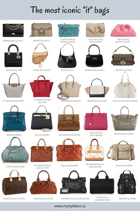 Iconic Handbags, Types Of Handbags, Luxury Bags Collection, Tas Fashion, Stylish Purse, Fashion Vocabulary, Fancy Bags, Classic Handbags, Bags Designer Fashion