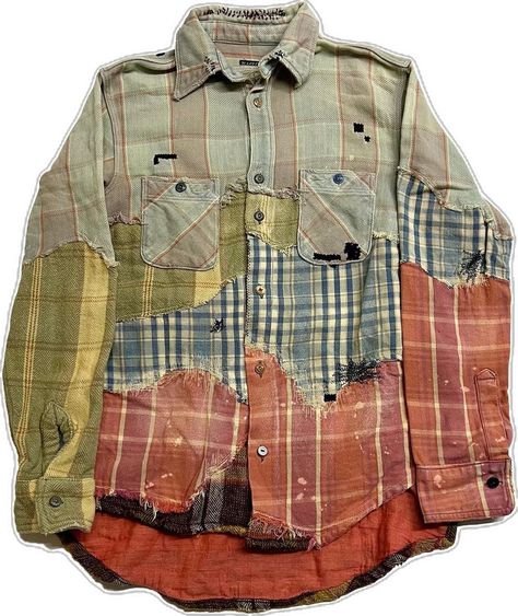 Upcycling Mens Clothes, Patchwork Upcycled Clothing, Upcycled Mens Shirt, Diy Flannel Shirt, Patchwork Shirt Diy, Flannel Shirt Refashion, Plaid Clothing, Reworked Clothes, Upcycled Shirt