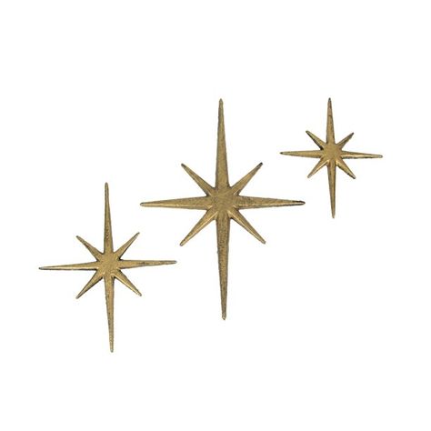 Zeckos - Set of 3 Metallic Gold Cast Iron Starburst Wall Hangings Mid Century Modern 8 Pointed Stars - Gold - Walmart.com - Walmart.com Starburst Wall Decor, Stars Wall Decor, Atomic Starburst, 3d Wall Decor, Big House, Mid Century Modern Decor, Star Wall, Wall Decor Set, Mid Century Modern Art