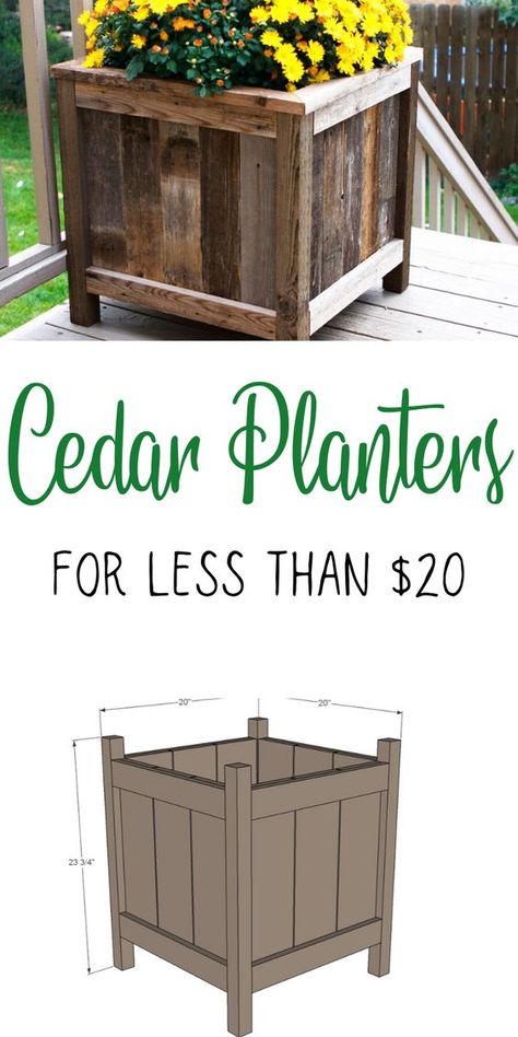 Tall Diy Planter Boxes, Diy Cedar Flower Boxes, Planter Box Plans Wood, Small Wood Planters Diy, Cedar Picket Planter Boxes, Diy Wood Garden Projects, Planters Boxes Ideas, Easy Planter Boxes Diy Projects, Diy Standing Planter