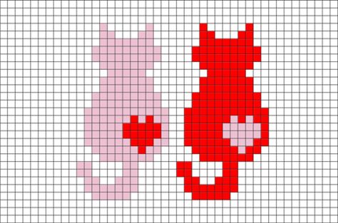 Kat Haken, Cat Cross Stitches, Pixel Crochet, Pola Kristik, Cat Cross Stitch, Pixel Pattern, Crochet Tapestry, Cross Stitch Animals, Red Cat