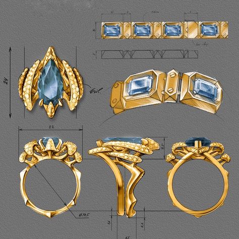 Jewellery paint-ups by @kantorjewelry / / / #jewelry #jewellery #gold #sapphire #drawing #painting #art #jewelrydesigner #jewelryaddict Sapphire Drawing, Jewellery Sketching, Jewellery Drawing, Art Deco Inspired Jewelry, Ring Sketch, Jewel Drawing, Gem Drawing, Ring And Bracelet, Blue Sapphire Stone