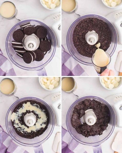 How to make Oreo Balls without cream cheese. Includes an easy substitution to still get that creamy rich inside you love. They are just 4 ingredients and are a great no bake dessert! Cake Pops Without Cream Cheese, Oreo Balls Without Cream Cheese, Easy Oreo Balls, Easy Oreo Cake, Cream Cheese Snacks, Oreo Balls Recipe, Oreo Cake Pops, Oreo Cream, Cookie Cake Pie