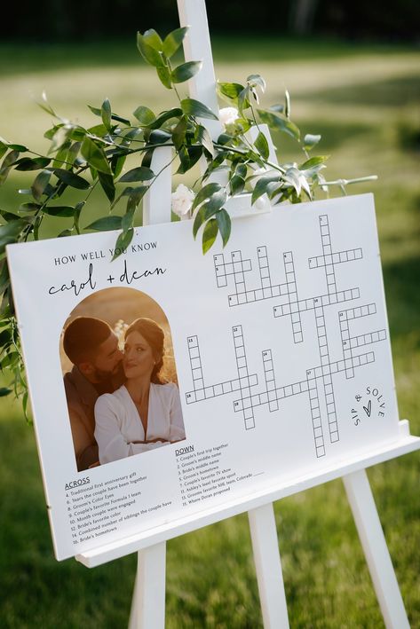 ENJOY 60% OFF WHEN YOU ORDER 3 OR MORE ITEMS. Discount applied automatically at checkout. Hi there! Welcome to Oh Lilly Design! Purchase with different payment methods here: https://ohlillydesign.com/products/custom-wedding-crossword-puzzle-template 👉 This Wedding Crossword Puzzle is digital download. Once personalization details are provided, your custom game design will be created and delivered within few hours - max 24h. Different event? NO PROBLEM! Send us a message! READ THE FULL LISTING D Backyard Wedding Entertainment, Wedding Party Ideas Games, Custom Crossword Puzzle, Fun Games At Weddings, Backyard Wedding Games, Games At Wedding, Ideas Boda Originales, Wedding Guest Games, Wedding Activities For Guests