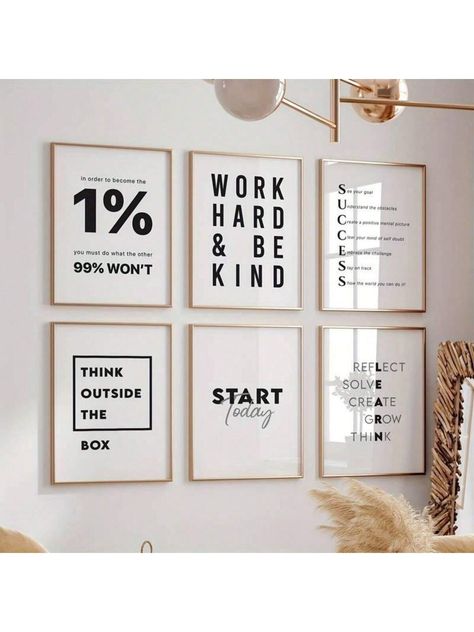 3pcs Office Home Office Motivational Inspirational Canvas Wall Art Poster Positive Self-Care Affirmations Aesthetic Affirmation Art No Framed Black and White Simple   Canvas Letter    Home Decor, size features are:Bust: ,Length: ,Sleeve Length: Trendy Office Desk Decor, Office Decor Motivational, Neon Signs Office Decor, Work Desk Wall Decor, Yellow Office Decor Ideas, Office Decor Green Walls, Cute Office Inspiration, Zen Office Ideas Professional, Cubicle Decorations Office