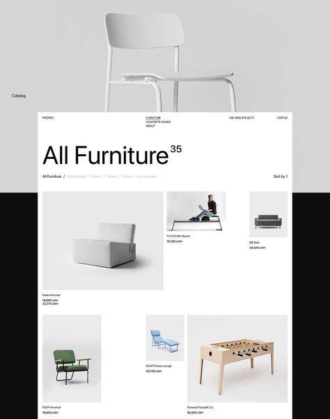 ProPro Furniture on Behance 포트폴리오 레이아웃, Ui Ux 디자인, Furniture Website, Website Template Design, 카드 디자인, Web Design Projects, Webpage Design, Website Design Layout, Portfolio Layout