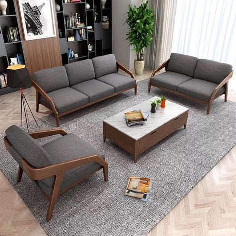 Living Room Wood Sofa, Sofa Set With Table, Sofa Design Minimalist, Minimilist Sofa, Sofa Indian Living Rooms, Minimalistic Sofa Designs, Furniture Design Wooden Living Rooms, Minimalist Living Room Indian, Wooden Sofa Designs Woods