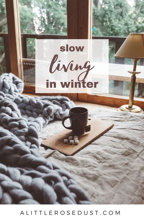 Seasonal Home Decor Winter, Slow Living Christmas, Slow Living Winter, Winter Sunroom, Winter Home Aesthetic, Living Gently, Slow Living Home, Cottage Core Winter, Quotes Daily Reminder