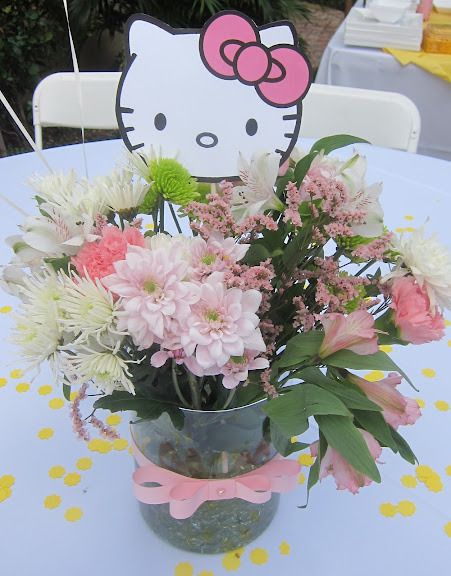 Hello Kitty Party centerpiece Hello Kitty 1st Birthday, Hello Kitty Centerpieces, Hello Kitty Baby Shower, Hello Kitty Birthday Theme, Hello Kitty Theme Party, Hello Kitty Birthday Party, 6 Birthday, Hello Kitty Baby, Kitty Baby