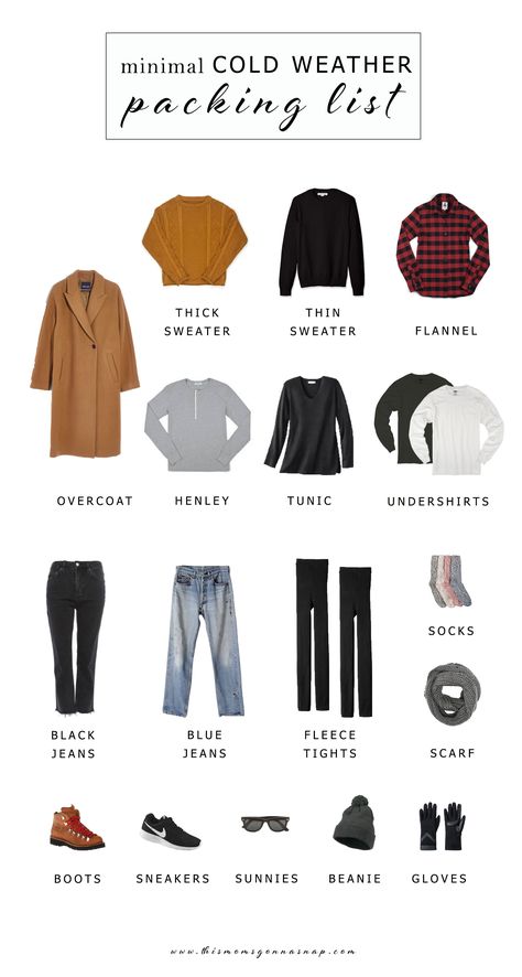 Cold Weather Packing List, Cold Weather Packing, Mode Ab 50, Winter Packing List, Winter Travel Outfit, Winter Packing, Winter Outfits Cold, Travel Capsule, Winter Capsule Wardrobe