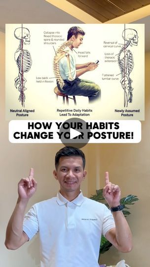 61K views · 1K reactions | HOW YOUR HABITS CHANGE YOUR POSTURE! Fix it with this daily exercise! 🤩🤩🤩 #dailymotivation #dailyexercise #exercisemotivation #posturecorrection #postureexercises | Physical Therapy Session | Physical Therapy Session · Original audio Posture Fix, Easy Exercise, Posture Exercises, Daily Exercise, Changing Habits, Posture Correction, Daily Habits, May 17, Physical Therapy