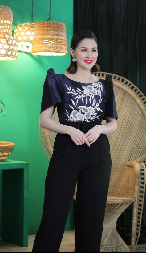 Terno Outfit Pants And Top, Formal Filipiniana Attire, Modern Filipiniana Pantsuit, Filipiniana Office Attire, Barong For Women Modern, Filipiñana Modern, Oath Taking Outfit Women Filipiniana, Filipiniana Pants, Modern Filipino Outfit