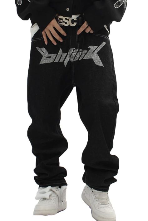 Y2k Baggy Jeans Men, Style Baggy Jeans, Teenager Boys, Y2k Baggy Jeans, Black Hipster, Hip Hop Jeans, Hipster Style, Baggy Trousers, Y2k Baggy