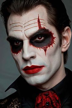 Halloween Face Paint Men, Makeup Looks For Men, Halloween Makeup Looks For Men, Halloween Makeup Men Beard, Vampire Makeup Men, Male Vampire Makeup, Man Halloween Makeup, Mens Vampire Makeup, Halloween Makeup Men