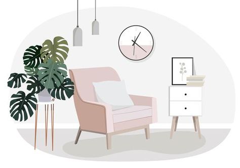 Vector Interior Design Illustration Interior Design Vector, Interior Design Illustration, Pinterest Design, Vector Art Design, Interior Illustration, Online Interior Design, Design Light, Interior Design Tips, Design Vector