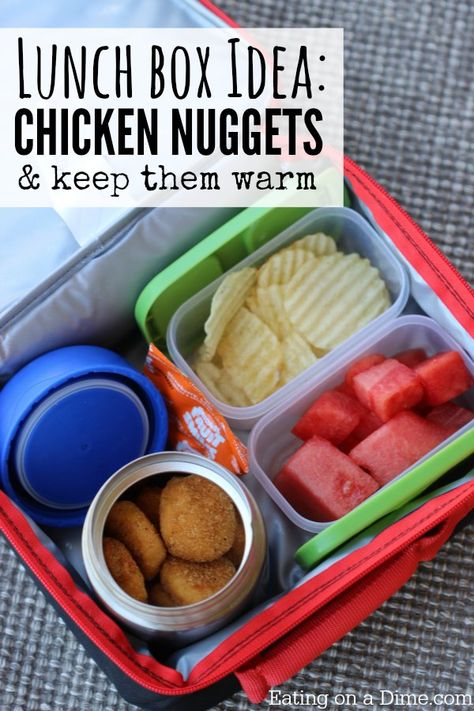 Baked chicken nuggets in a school lunch is really fun. Keep these baked chicken nuggets warm by using a kid thermos. Your kids love baked chicken nuggets Lunches Healthy, Lunch Kids, Kids Lunch Box Meals, Packed Meals, Kindergarten Lunch, Kids Packed Lunch, Kids Thermos, Preschool Lunch, Back To School Lunch Ideas