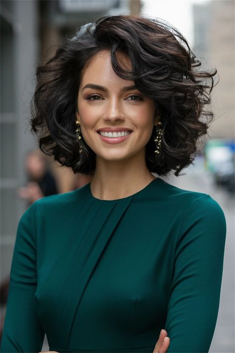 Classy Short Curly Hairstyles, Big Volume Curls Short Hair, Large Curls Medium Hair, Haircuts For Fine Curly Hair, Medium Length Curly Hair, Layered Haircuts For Medium Hair, Curly Hair Photos, How To Curl Short Hair, Medium Curly Hair Styles