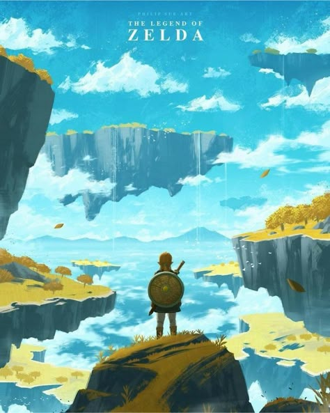 Link Zelda Art, Legend Of Zelda Poster, Legend Of Zelda Characters, Zelda Skyward, David Friedrich, Zelda Art, Legend Of Zelda Breath, Fantasy Art Landscapes, Breath Of The Wild