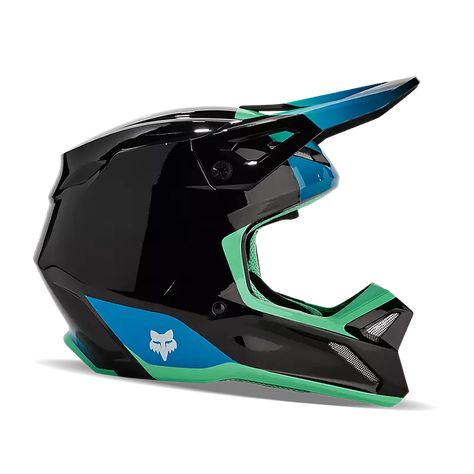 V1 BALLAST HELMET [BLK/BLU] S | Fox Racing® Exhaust Vent, Motocross Helmets, Full Face Helmets, Helmet Accessories, Fox Racing, Black Camo, Dirt Bike, Motocross, Boots Men