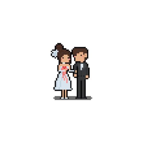 Pixel art couple in wedding cloth charac... | Premium Vector #Freepik #vector #wedding-character #pixel-people #pixel-character #wife Family Vector, Flat Design Icons, Beautiful Eyes Pics, Up Theme, Art Couple, 8 Bits, Character Collection, Popular Art, Couple Cartoon