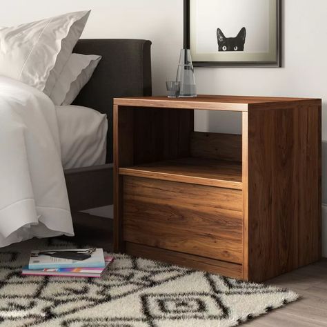 Mercury Row® Posner Manufactured Wood Nightstand & Reviews | Wayfair White Ceramic Lamps, Bedside Storage, Wayfair Furniture, Double Dresser, Wood Nightstand, Metal Drawers, Drawer Nightstand, Night Stand, Menu Furniture