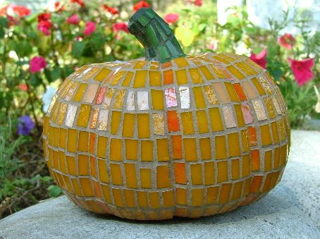 https://flic.kr/p/3fzepf | pumpkin mosaic | 7" glazed ceramic pumpkin covered with orange stained glass. Mosaic Pumpkin, Garden Mosaics, Gazing Balls, Ceramic Pumpkin, Mosaic Garden Art, Lantern Ideas, Hodge Podge, Mosaic Ideas, Halloween Style