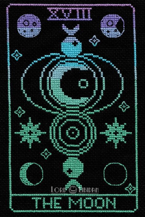 Tarot Card Crochet Blanket, Cross Stitch Tarot Pattern, Tarot Card Cross Stitch Pattern Free, Free Witchy Cross Stitch Patterns, Cross Stitch Patterns Pixel, Tarot Card Tapestry Crochet, Pixel Tarot Card, Cool Cross Stitch Patterns Free, Tarot Card Pixel Art Grid