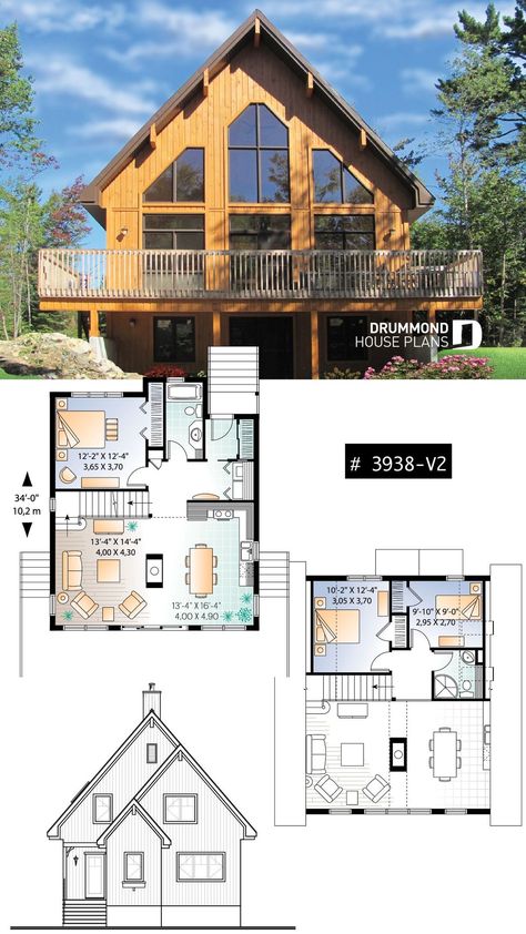 Chalet House Plans, Rustic Chalet, Chalet House, Loft Floor Plans, Bathroom Rustic, House Plan With Loft, Cottage Plans, Rustic House Plans, Free House Plans