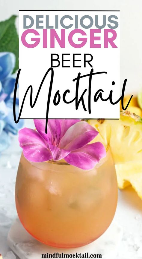 Ginger Beer Mocktail Recipe, Mocktails Non Alcoholic, Ginger Beer Drinks, Beer Cocktail Recipes, Ginger Beer Cocktail, Easy Mocktail Recipes, Mocktail Drinks, Beer Cocktail, Alcohol Free Drinks