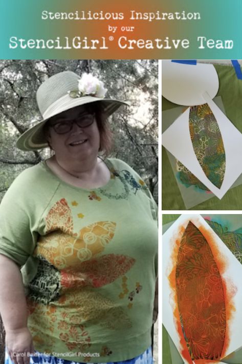 Carol Baxter shows how to create an embellished t-shirt using stencils and paint.  #stencilgirl #stencils #tshirt #diy Sunflower Stencil, Painted Shirt, Flower Stencils, Paint Stencil, Using Stencils, Paint Shirts, Flower Stencil, Nature Crafts, T Shirt Diy