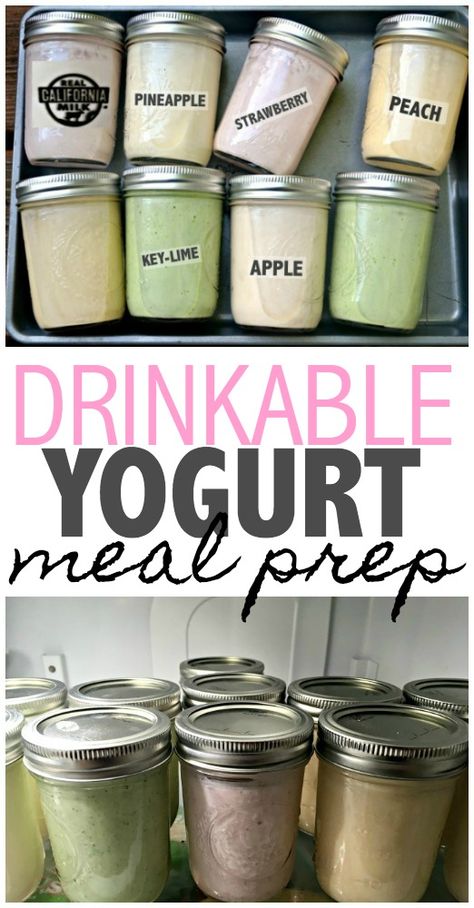 Yogurt Meal Prep, Homemade Yogurt Recipes, Diy Yogurt, Drinkable Yogurt, High Protein Smoothies, Protein Smoothie Recipes, Yogurt Drinks, Yogurt Flavors, Smoothie Prep