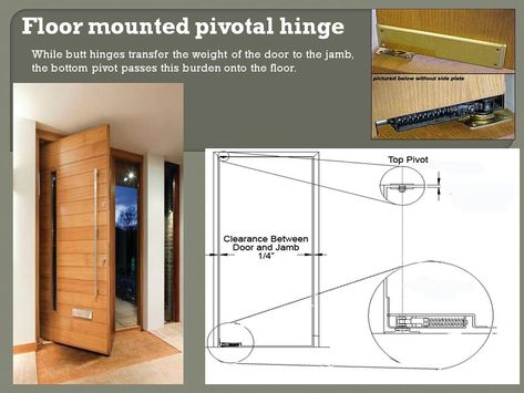 Pivot hinges Pivot Doors Detail, Pivot Door Hinge, Pintu Interior, Interior Design Portfolio Layout, Roof Truss Design, Pivot Hinge, Steel Door Design, Pivot Door, Architecture Drawing Plan