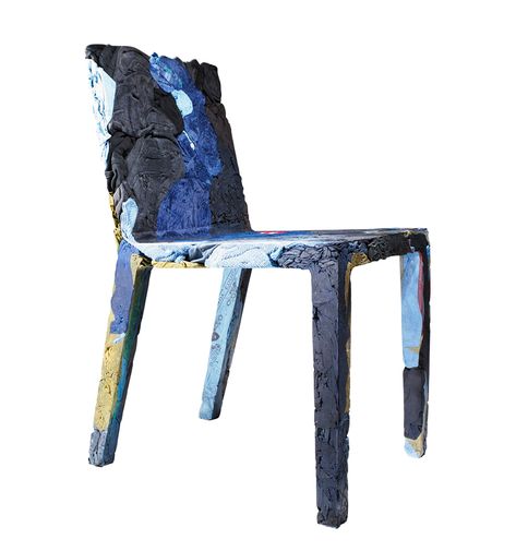 REMEMBERME CHAIR - TOBIAS JURETZEK - 2011 - GERMANY : Chair made out of old jeans and T-shirts compressed. Clothes are soaked in resin, before being compressed in a mold to dry, thanks to a special epoxy that is used to bond the textiles to an internal metal frame, creating a surface that’s as solid as it’s one of a kind The resulting gives a soft chair that can support the weight of an adult. Importance Of Recycling, Convertible Coffee Table, Cantilever Chair, Bentwood Chairs, Recycled Jeans, Sofa Bench, Resin Furniture, Space Saving Furniture, European Designs