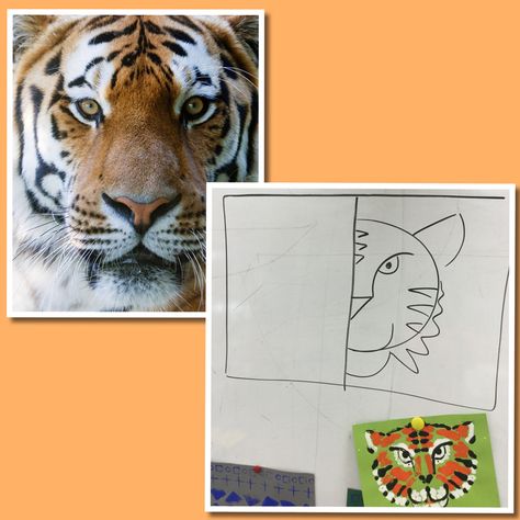 Mrs. Knight's Smartest Artists: Tiger symmetry prints in 2nd grade Tiger Art Preschool, Elementary Animal Art Projects, Tiger Unit Study, Henry Rousseau Art Projects For Kids, Tiger Art Lesson, Types Of Tigers, Symmetry Art, Arts Month, 2nd Grade Art