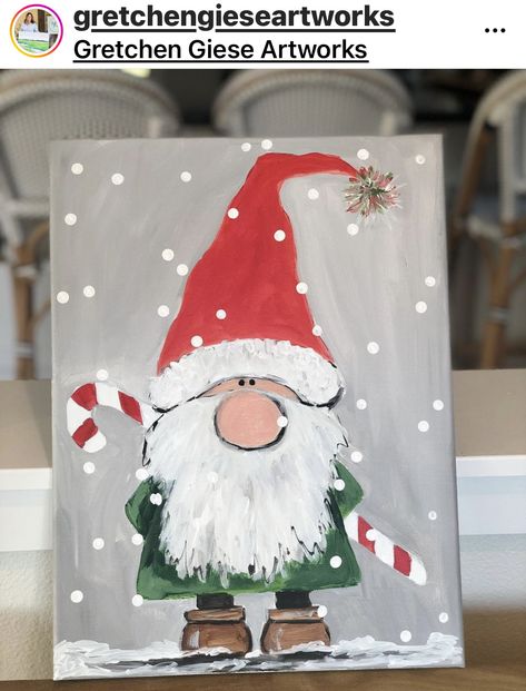 Holiday Canvas Painting Ideas Christmas, Christmas Canvas Easy Paintings, Easy Paintings For Christmas, Christmas Paintings Snowman, Christmas Kids Painting Ideas, Christmas Presents Painting, Santa Canvas Painting Easy, Christmas Inspired Paintings, Painting With A Twist Christmas