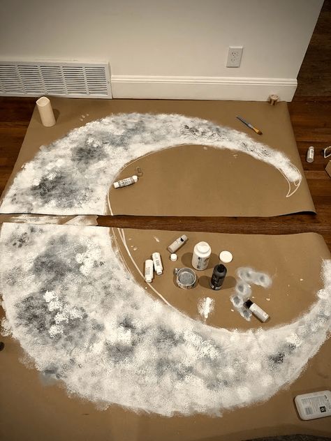 How to Make a DIY Giant Crescent Moon Moon Cut Out, Paper Moon Diy, Diy Clouds Decorations, Moon Party Ideas, Moon Backdrop, Moon Decoration, Diy Moon, Moon Costume, Cloud Decoration