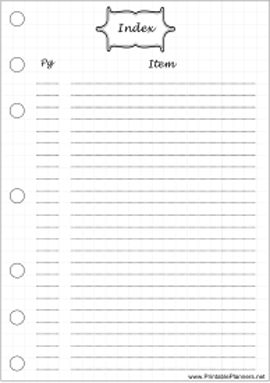 Put this gridded index page at the front of your BuJo in order to keep track of all of your lists. If you've started your journal in a Midori or Moleskine notebook, simply trim away the hole punch and add this template to the front page. Free to download and print Printable Index Page, Index Template, Bullet Journal Index, Bu Jo, Organization Planner, Binder Printables, Moleskine Notebook, Planner Supplies, Index Page