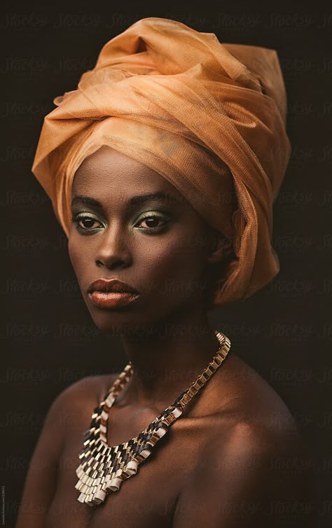 African Woman With An Orange Turban Download this high-resolution stock photo by Lumina from Stocksy United. 얼굴 드로잉, Painted Ladies, African Girl, Beauty Portrait, African Beauty, Portrait Inspiration, Black Women Art, 인물 사진, Sioux