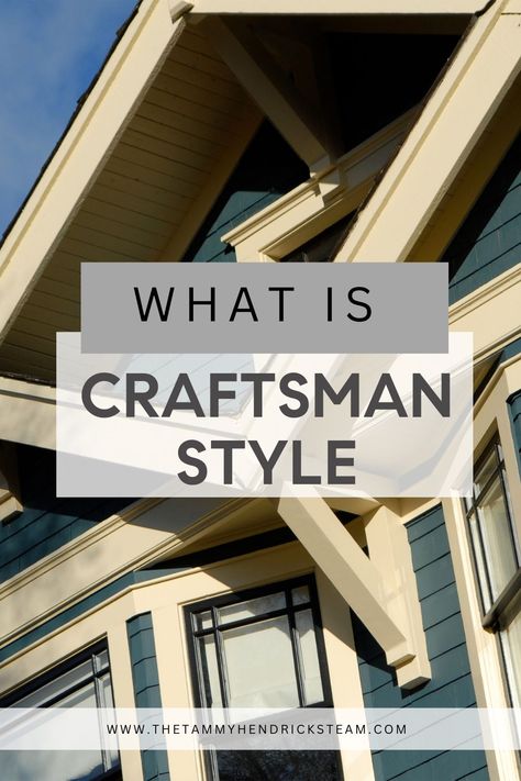 Craftsman-style homes are a classic staple of American architecture, celebrated for their beautiful porches, striking rooflines, and natural wood details (not to mention those charming built-ins!). Their appeal has stood the test of time. Over a century since they first gained popularity on the West Coast and spread nationwide, these distinctive silhouettes remain as beloved, charming, and timeless as ever. Craftsman Vs Farmhouse, Craftsman Style Beach House, One Story Craftsman Exterior, 1900s Craftsman Style Homes, Earthy Craftsman Home, Craftsman Style Deck Ideas, Craftsman Style Porch Ideas, Double Peak Roof Front Porches, Craftsman Entryway Exterior