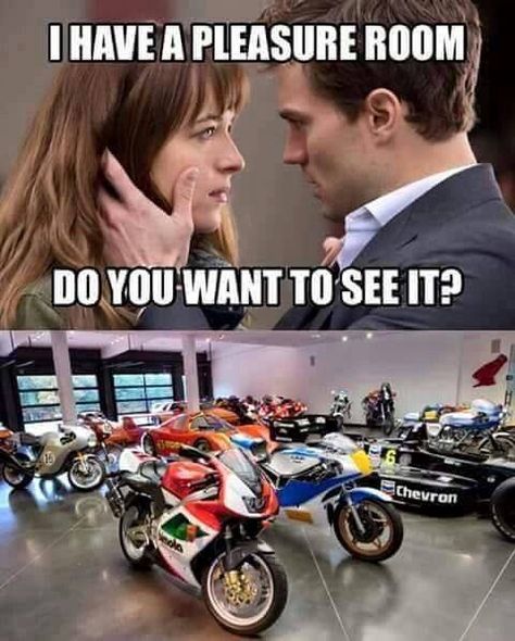 Showing the ladies your pleasure room. Motorcycles Tattoo, Motorcycles Aesthetic, Motorcycles Wallpaper, Motorcycles Photography, Pleasure Room, Dirt Bike Quotes, Bike Humor, Motorcycle Memes, Motorcycle Humor